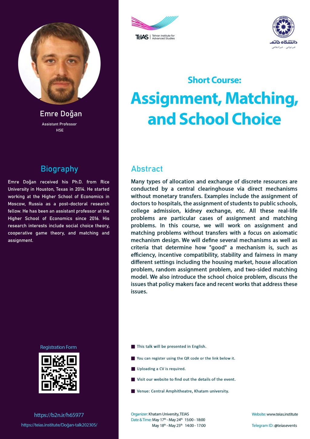 Assignment matching and school choice emre do an teias tehran