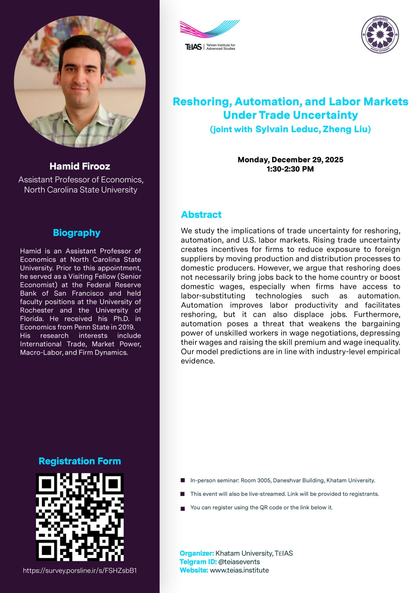 TeIAS Lecture Poster - Hamid Firooz